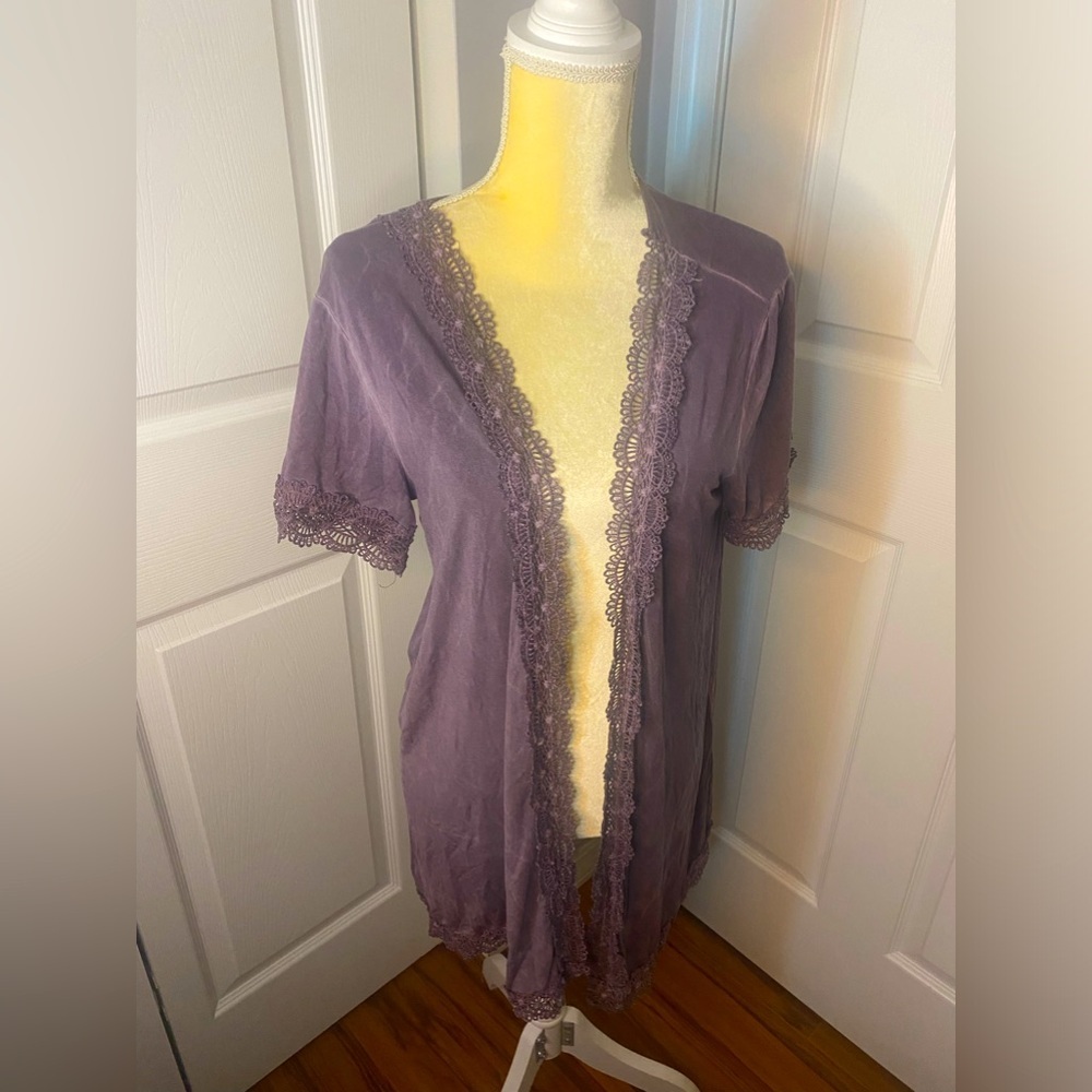 Emerson Thistle Purple Robe/Cover up w/ lace detail